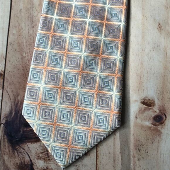 Burma Bibas Orange patterned silk tie - Picture 5 of 8